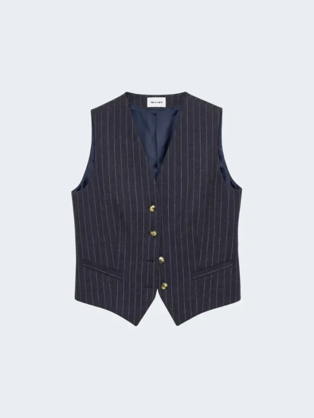 Sand 2603 Rubino gilet gessato blu navy