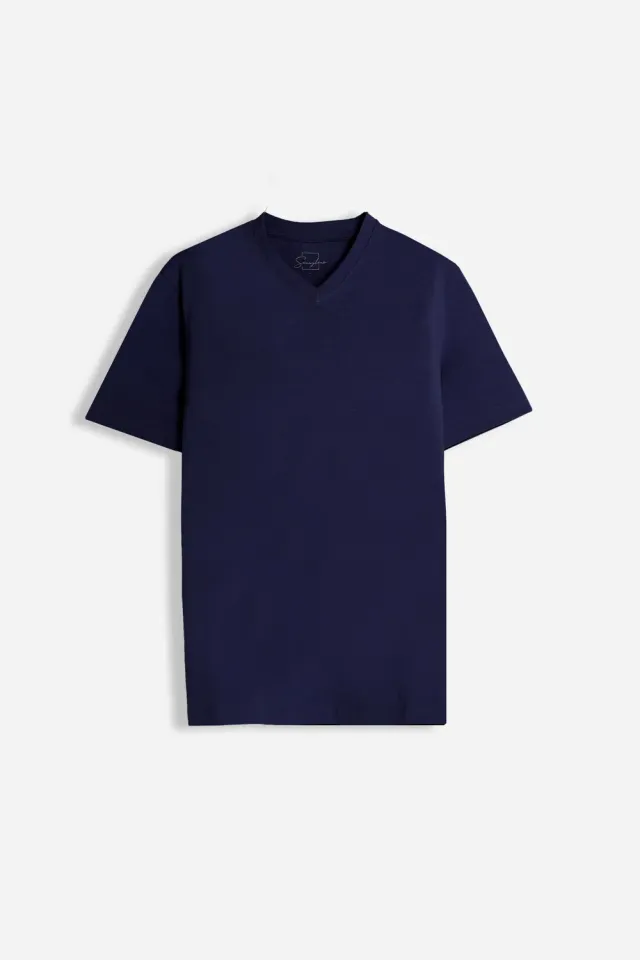 Sonny Bono Basic Stretch T-Shirt Scollo V Blu