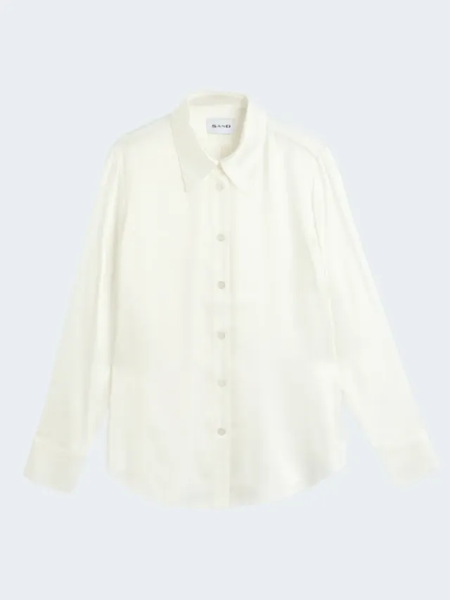 Sand Matt Latia 001 camicia seta stretch bianco puro