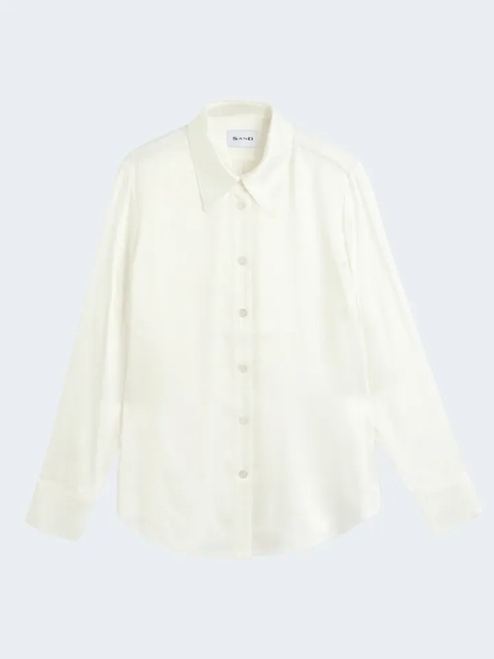 Sand Matt Latia 001 camicia seta stretch bianco puro