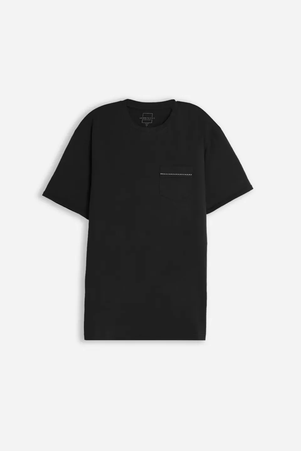 Sonny Bono T-shirt girocollo slub con taschino nera cotone
