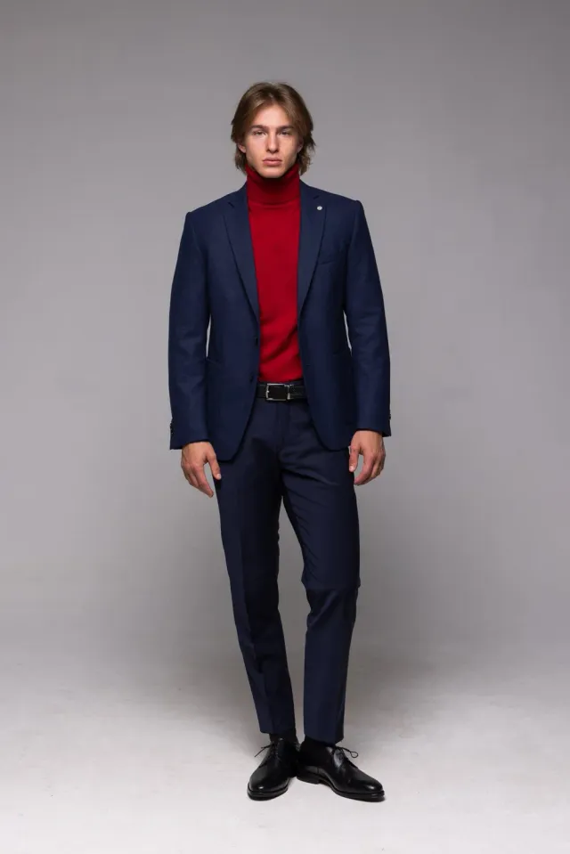 Alain Delon blazer blu navy lana slim fit taglie forti