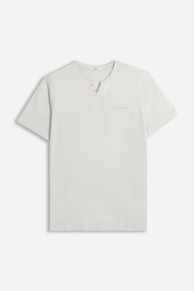 Sonny Bono Collo a Goccia T-Shirt Grigio Chiaro Slub