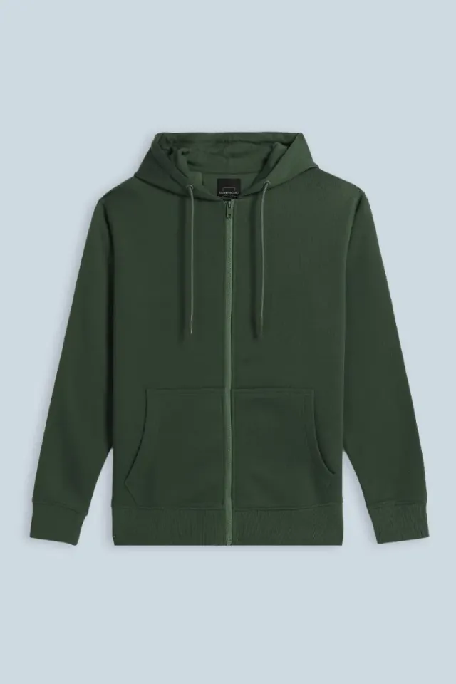 Sonny Bono felpa zip cappuccio verde militare