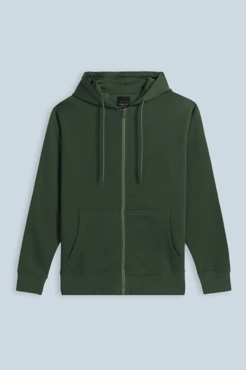 Sonny Bono felpa zip cappuccio verde militare