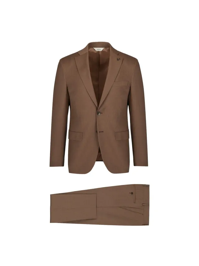 Paoloni Abito Fresco Lana Marrone Slim