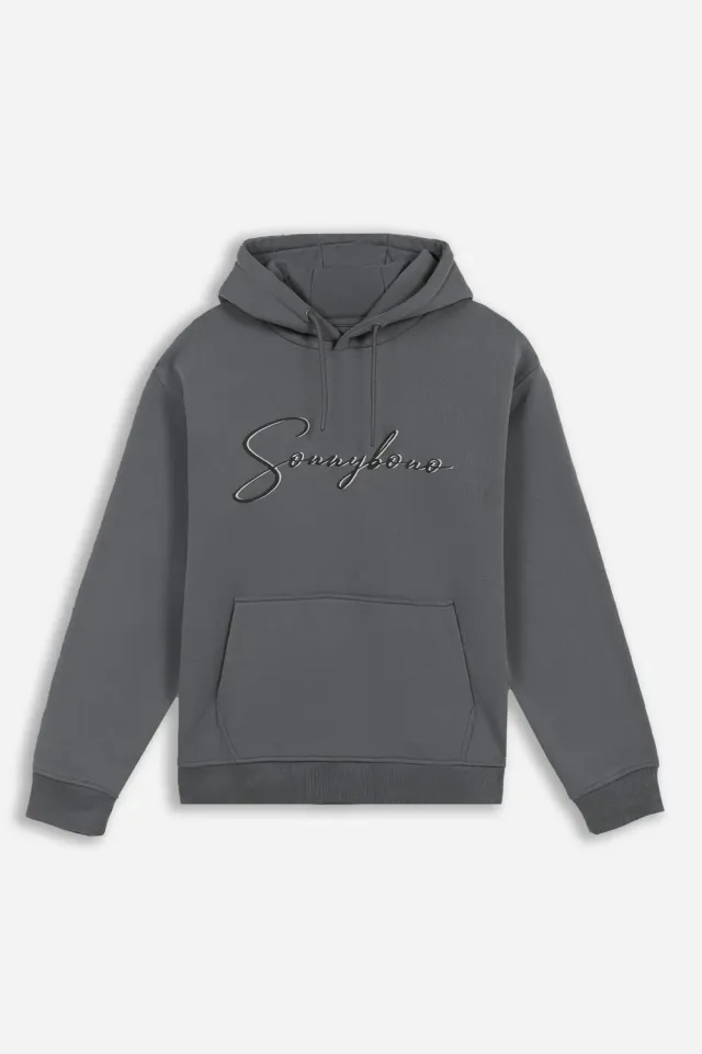 Sonny Bono felpa cappuccio marsupio grigio scuro logo
