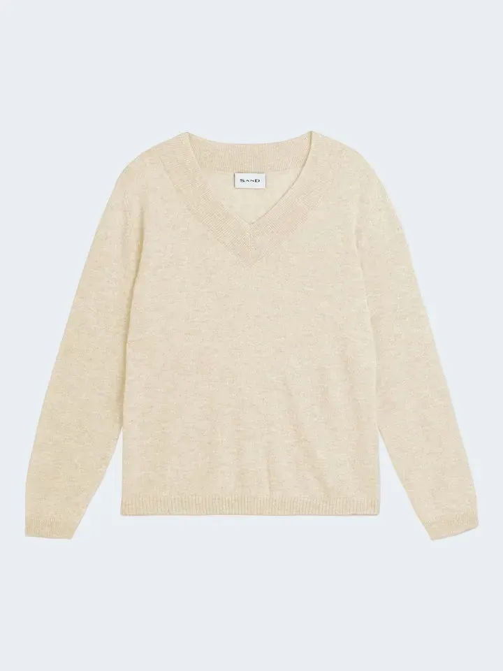 Sand 5659 Delmy V maglione merino panna