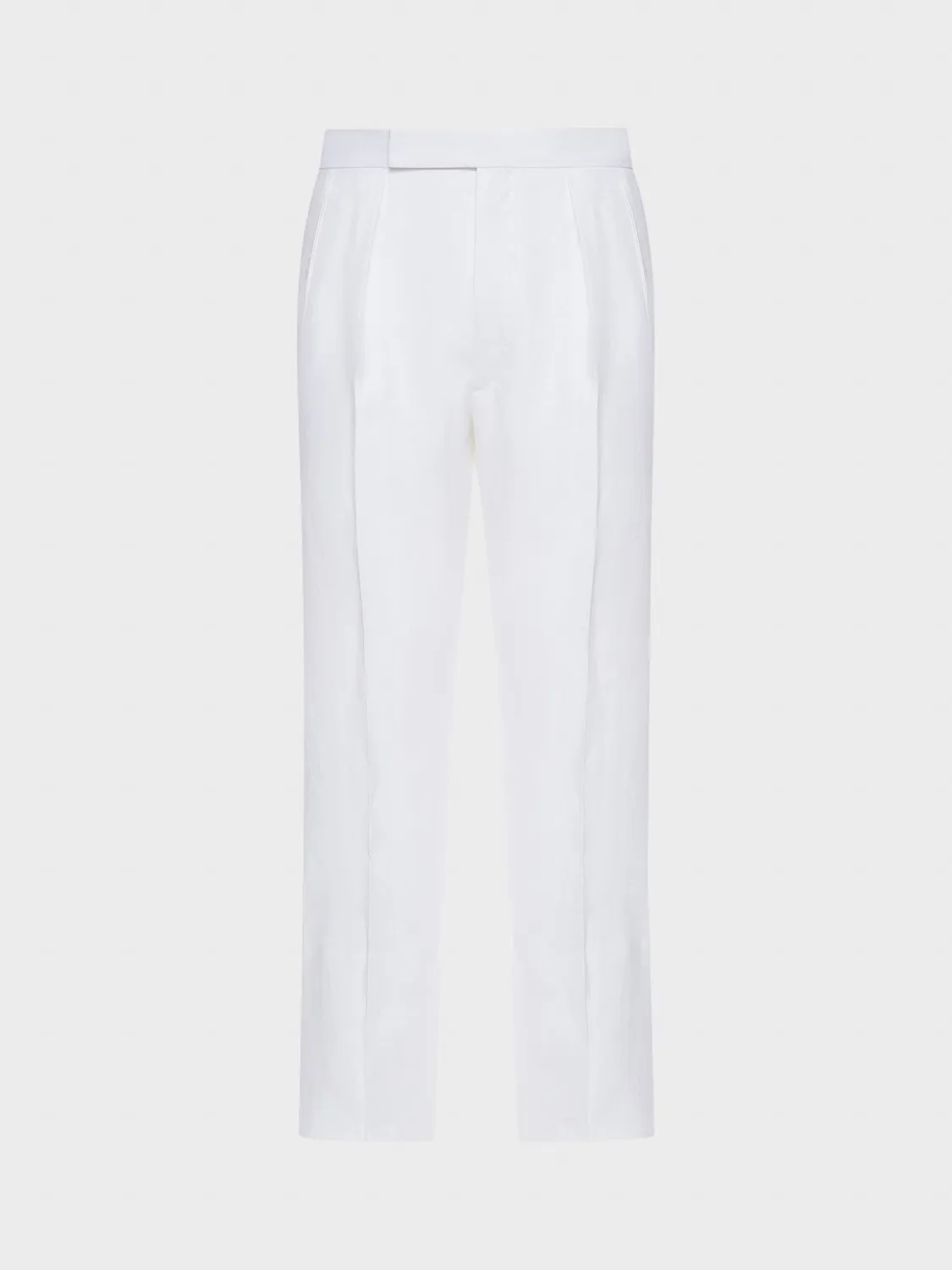 Caruso Norma pantalone lino bianco vita alta