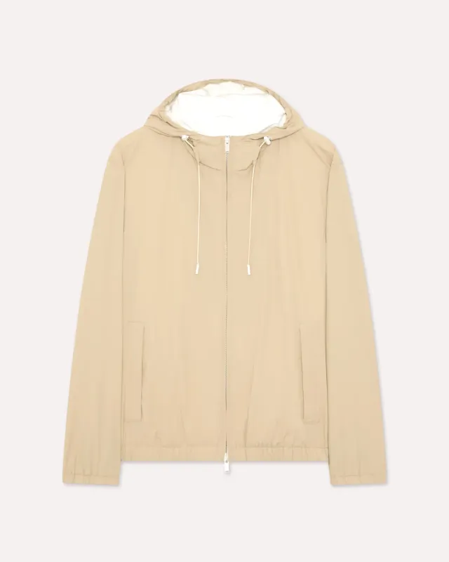 Lardini giubbino tecnico nylon cammello cappuccio