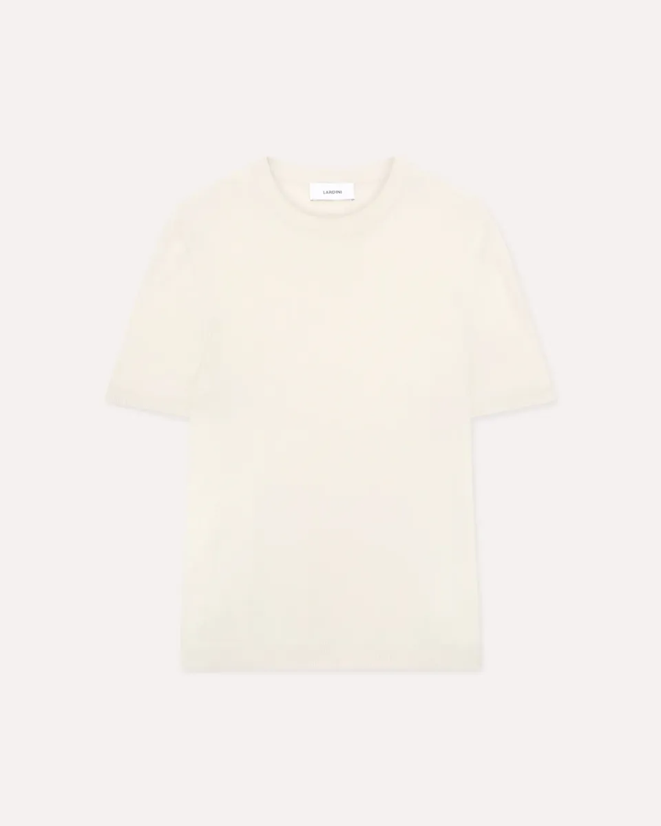 Lardini t-shirt seta panna manica corta