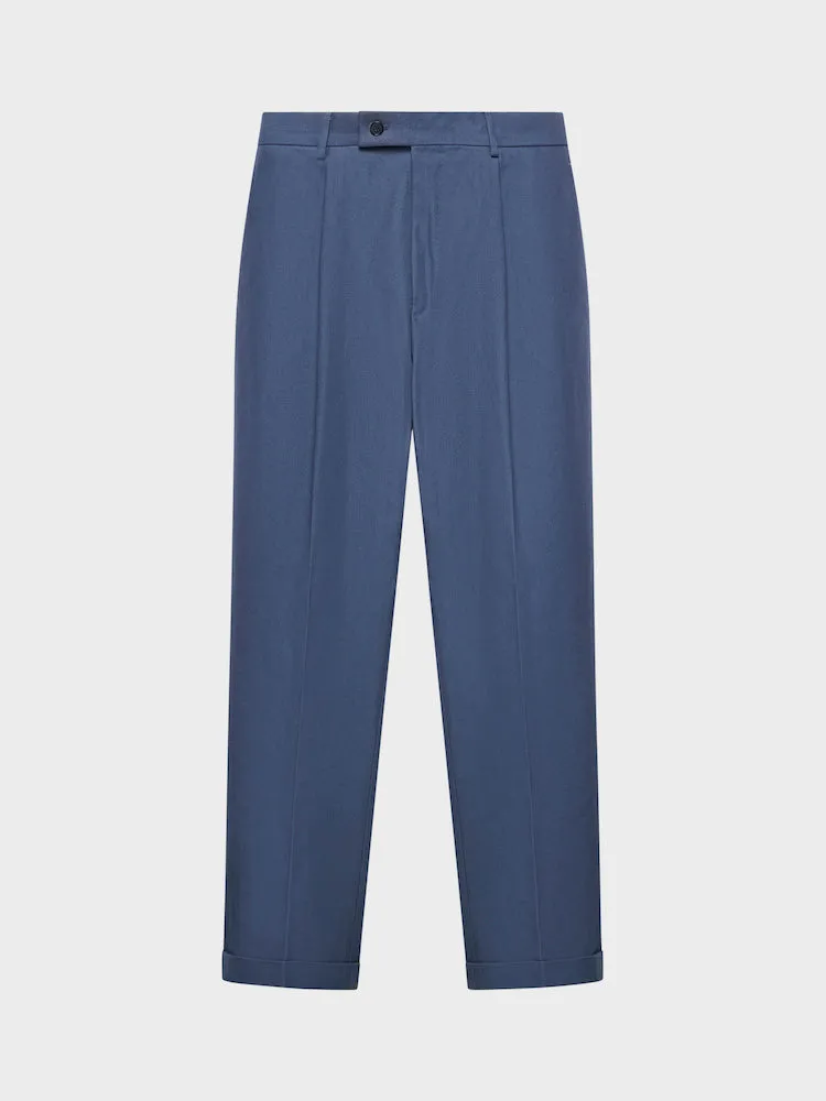 Caruso pantalone carrot-fit in cotone blu