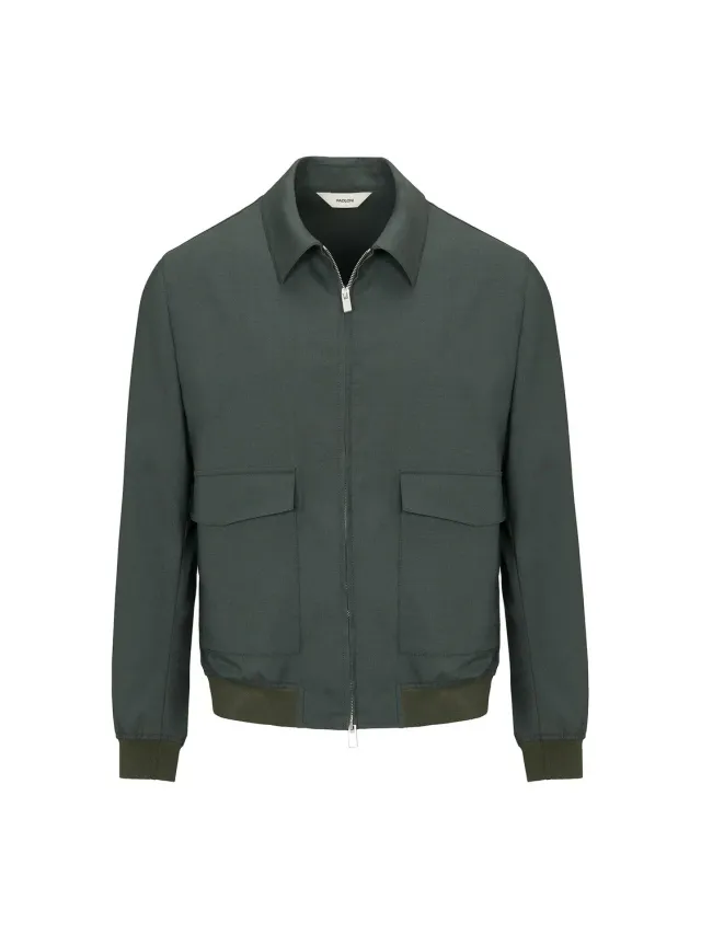 Paoloni Bomber fresco lana stretch verde