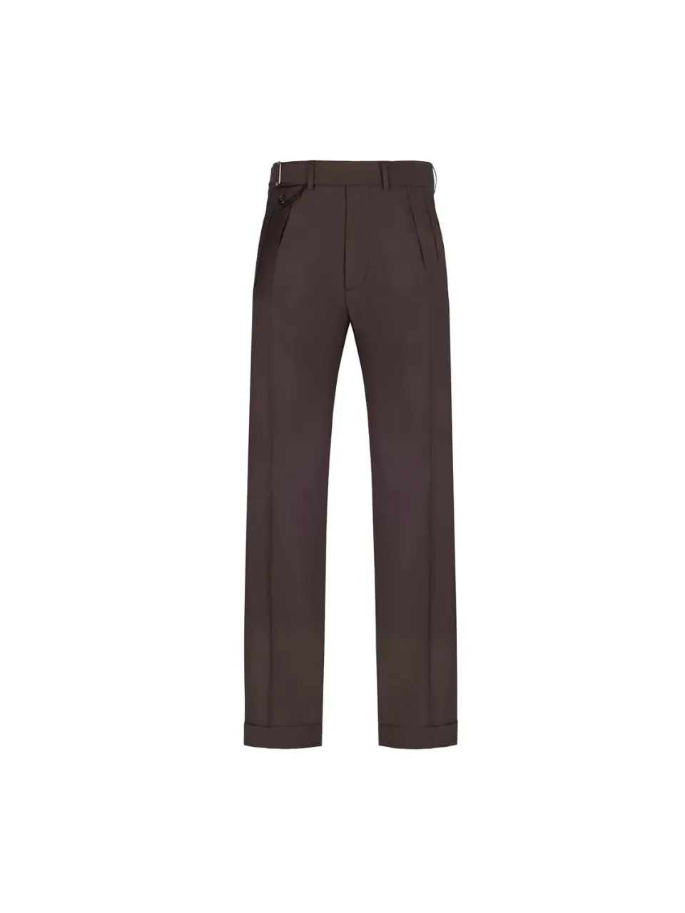 Paoloni pantalone doppia pinces lana stretch marrone