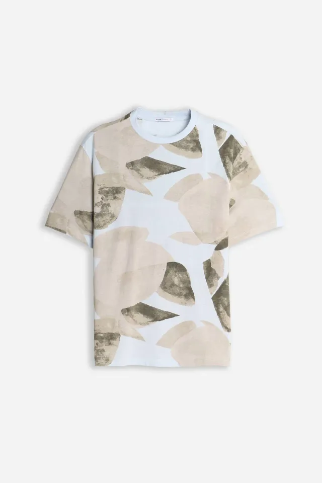 Sonny Bono Fantasia t-shirt girocollo celeste in cotone