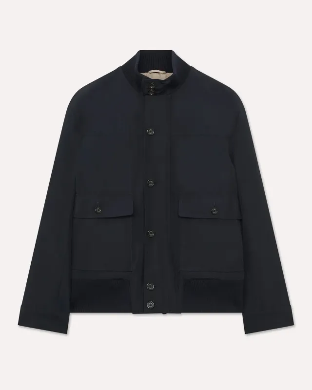 Lardini Giubbino nylon blu imbottito antipioggia collo maglia