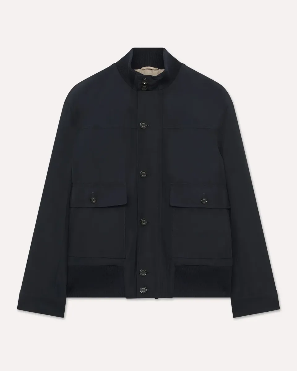 Lardini Giubbino nylon blu imbottito antipioggia collo maglia