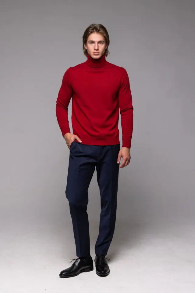 Alain Delon Dolcevita Maglia Bordeaux Slim Fit