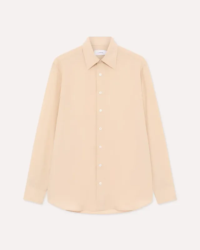 Lardini camicia beige lyocell lino collo italiano