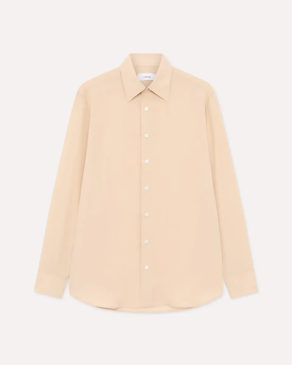 Lardini camicia beige lyocell lino collo italiano