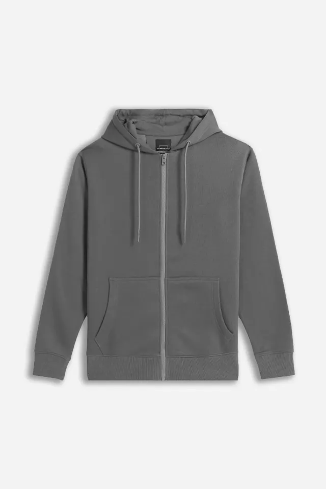 Sonny Bono felpa full zip cappuccio basic grigio scuro
