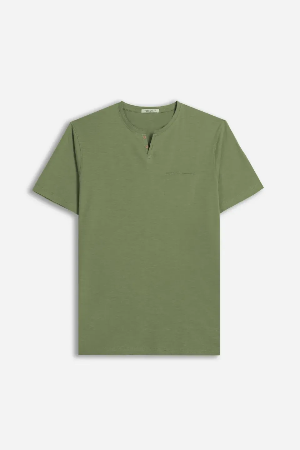 Sonny Bono t-shirt collo a goccia slub verde militare