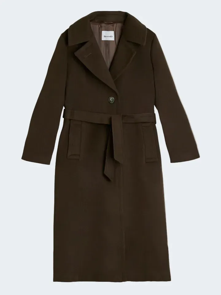 Sand Clareta Long Cappotto Cashmere Marrone Scuro