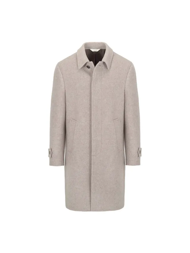 Paoloni Cappotto panno lana cashmere marrone semifoderato