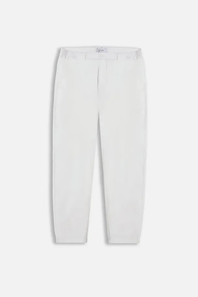 Sonny Bono pantalone leggero popeline bianco elasticizzato