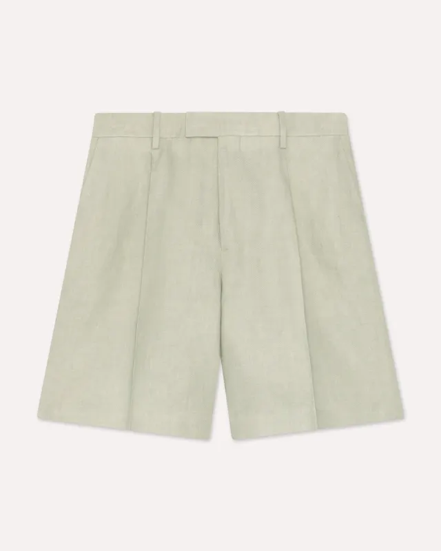 Lardini bermuda lungo salvia in lino con piega