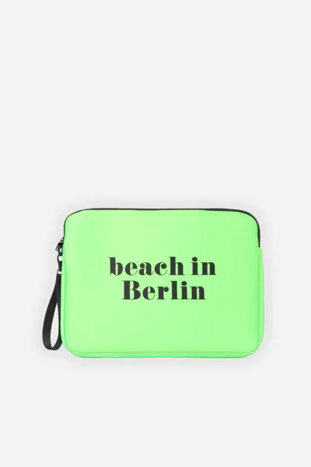 Sonny Bono Pochette Grande Stampa Verde Acido Porta Tablet Scuba