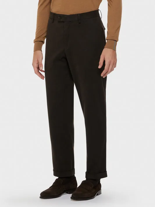 Caruso Norma pantalone blu cotone stretch gabardine