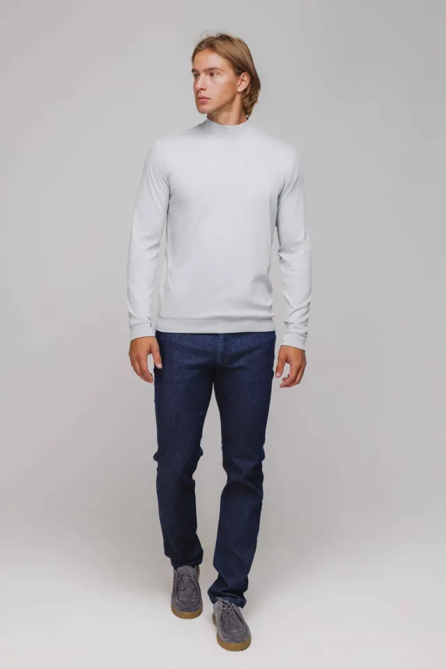 Alain Delon lupetto uomo grigio cotone slim fit