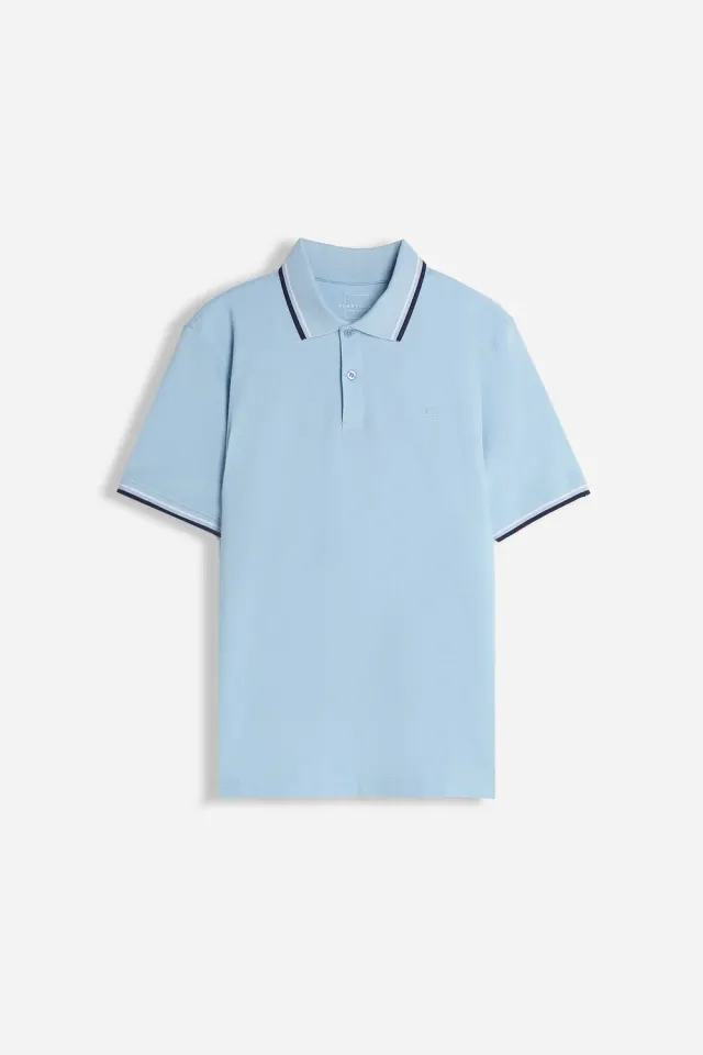 Sonny Bono Polo in Piquet Basic Celeste Collo