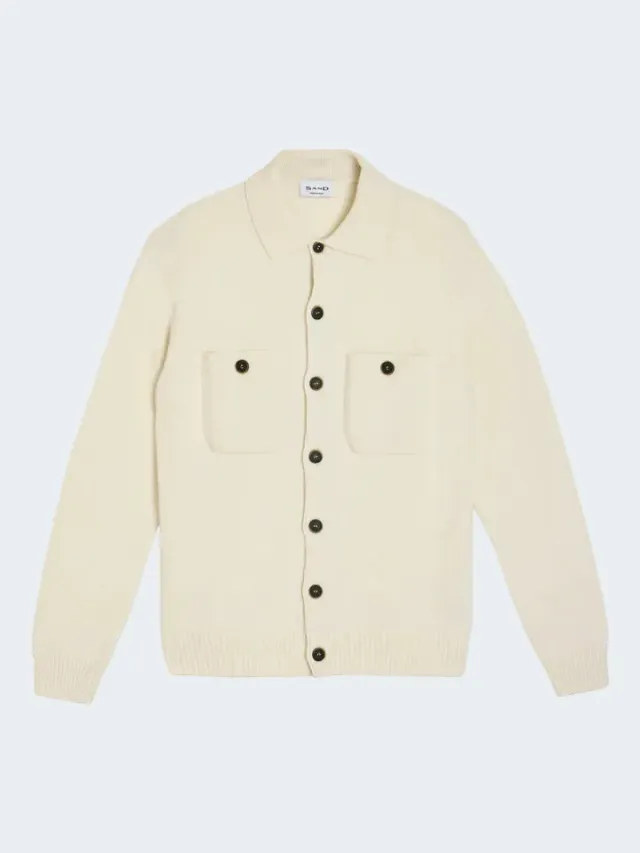 Sand 5650 Trani cardigan lana agnello bianco