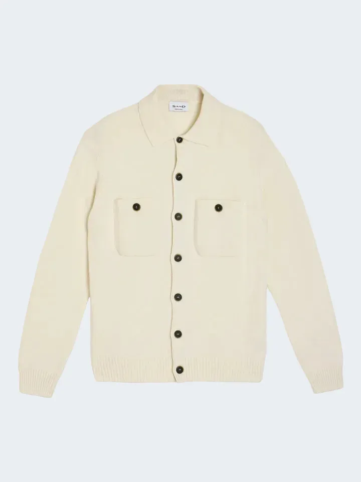 Sand 5650 Trani cardigan lana agnello bianco