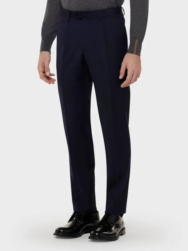Caruso Norma Pantalone Slim Lana Blu Houdini