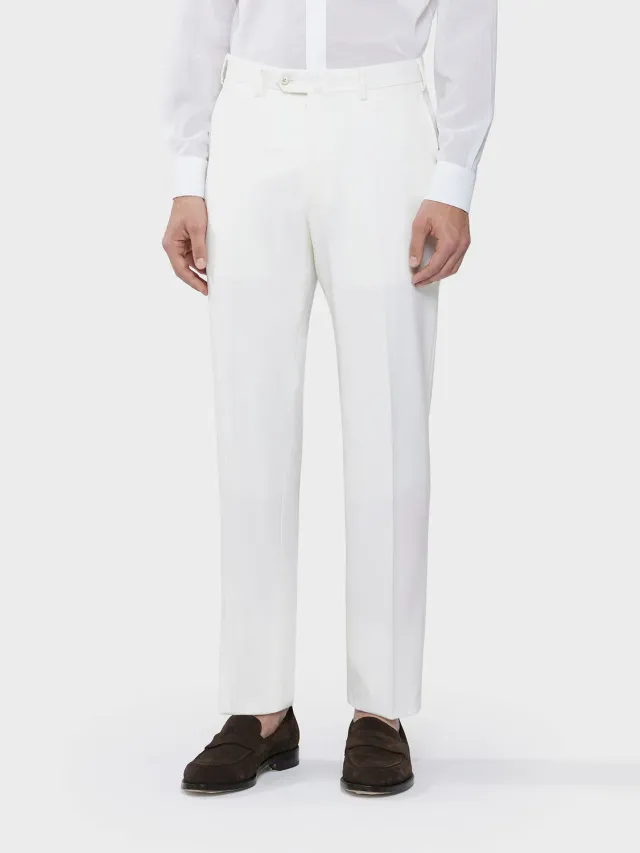 Caruso pantalone slim lana bianco