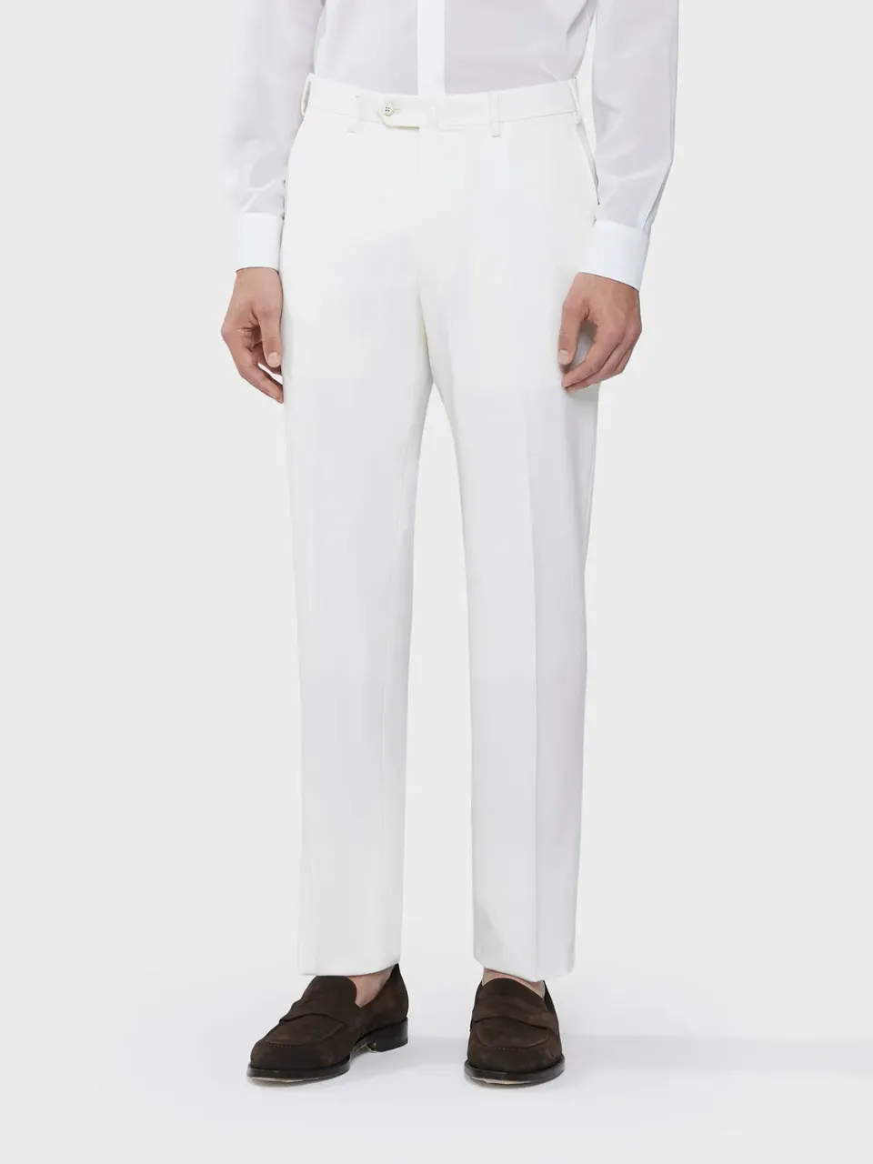 Caruso pantalone slim lana bianco