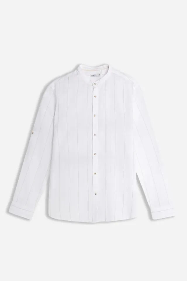 Sonny Bono Coreano Slub Camicia Beige leggera