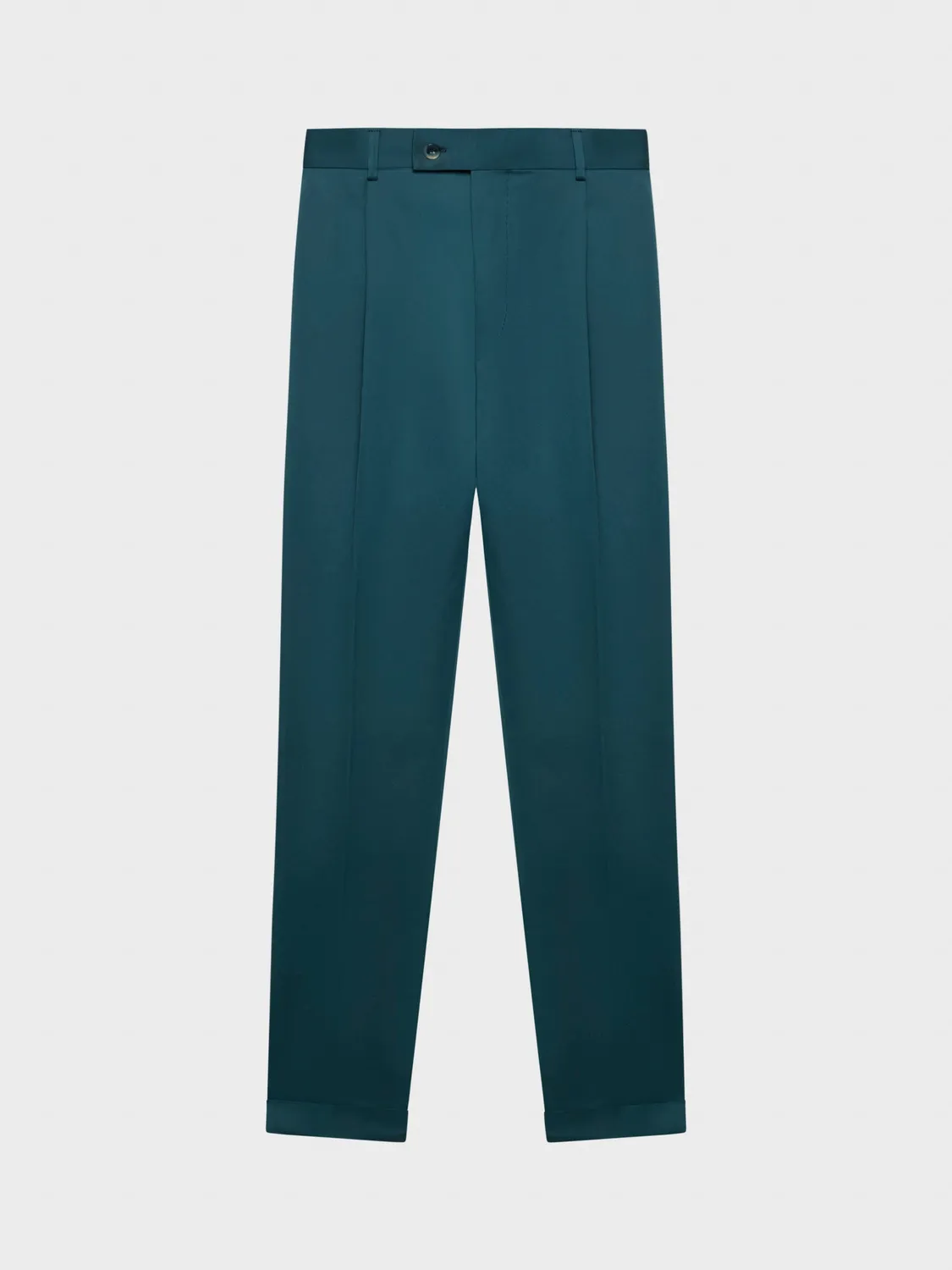 Caruso pantalone carrot-fit cotone e seta verde leggero