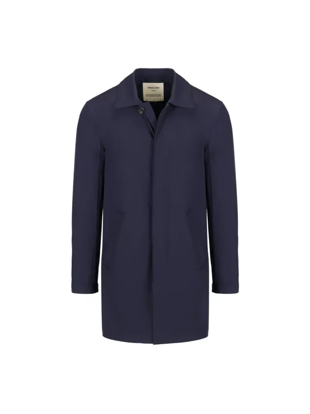 Paoloni Trench Coat Tecnico Uomo Blu Nylon Stretch