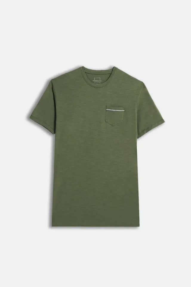 Sonny Bono t-shirt slub taschino verde militare cotone