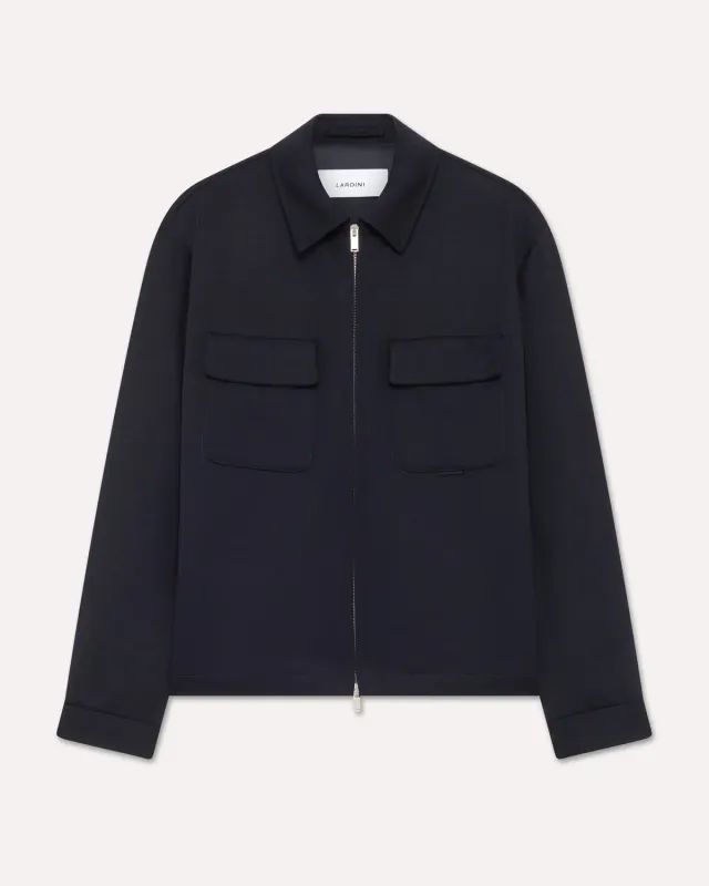 Lardini Easy Wear Giacca camicia lana tencel blu