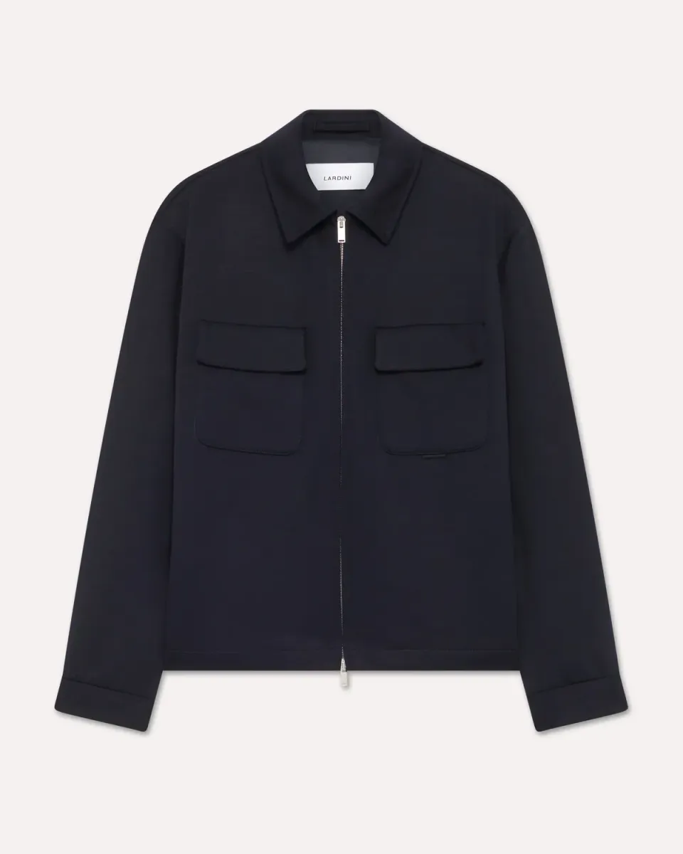 Lardini Easy Wear Giacca camicia lana tencel blu