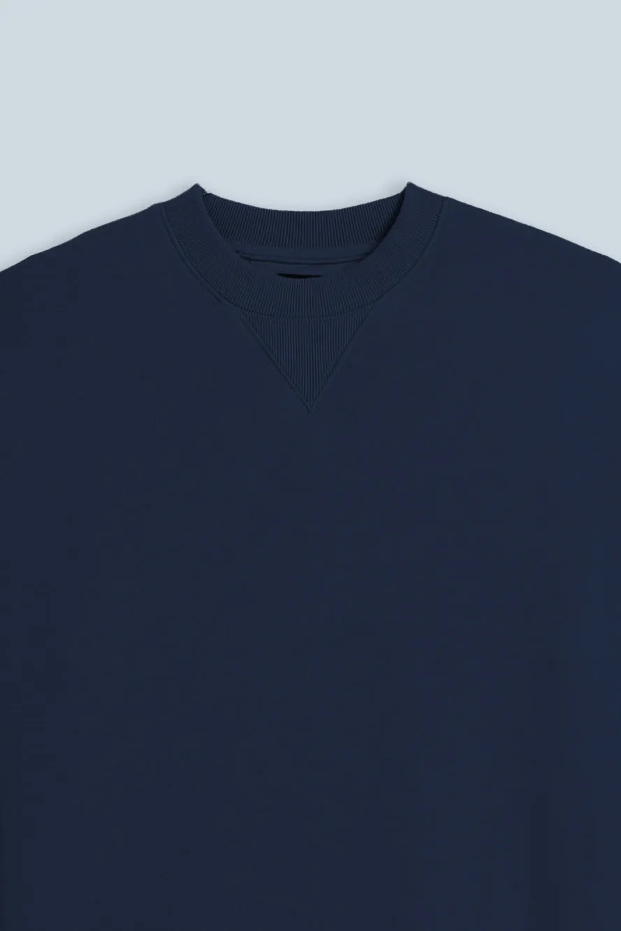 Sonny Bono Girocollo Basic Felpa Bleu Tinta Unita
