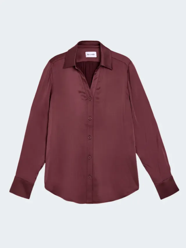 Sand Menswear Open Neck Silk Stretch camicia seta