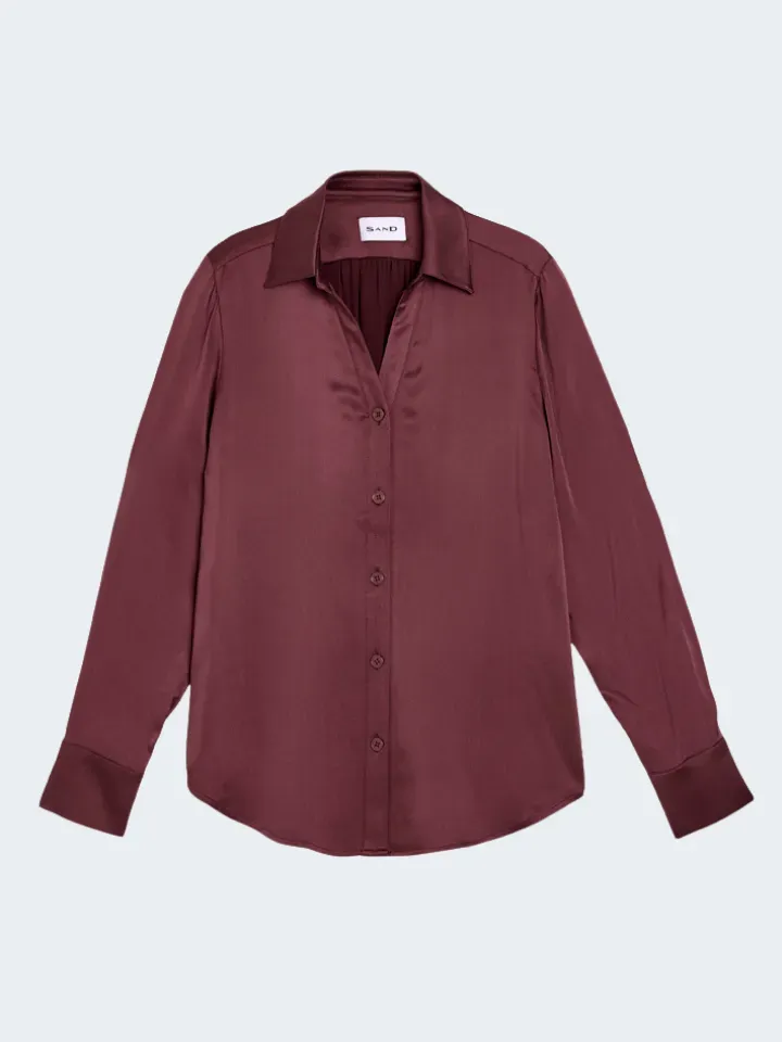 Sand Menswear Open Neck Silk Stretch camicia seta