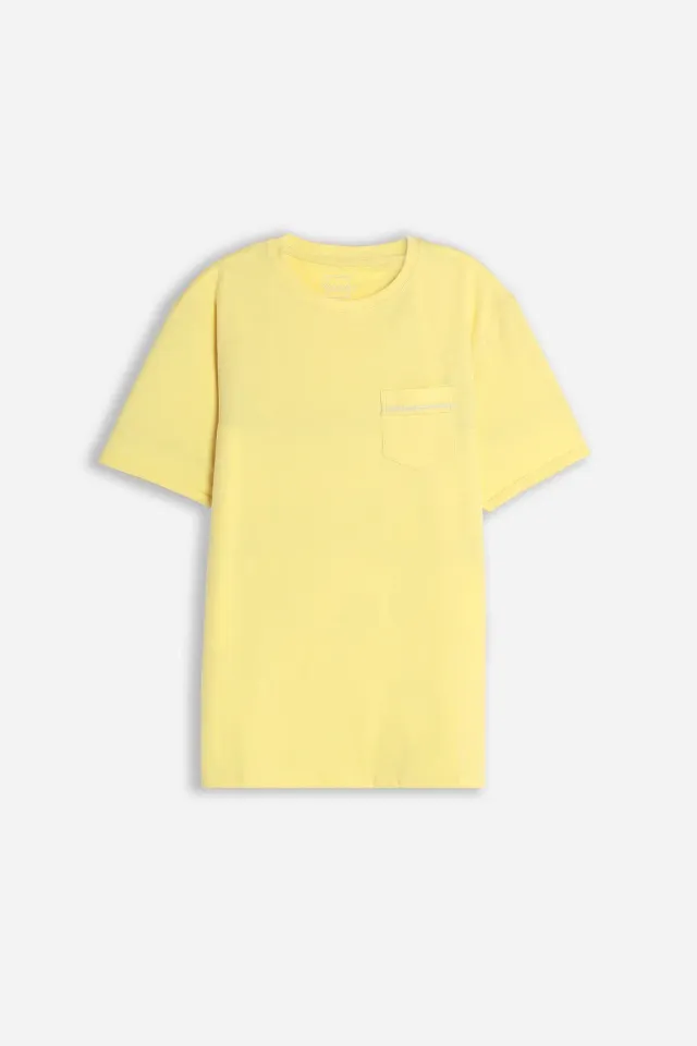 Sonny Bono T-Shirt Girocollo Slub Taschino Giallo Chiaro