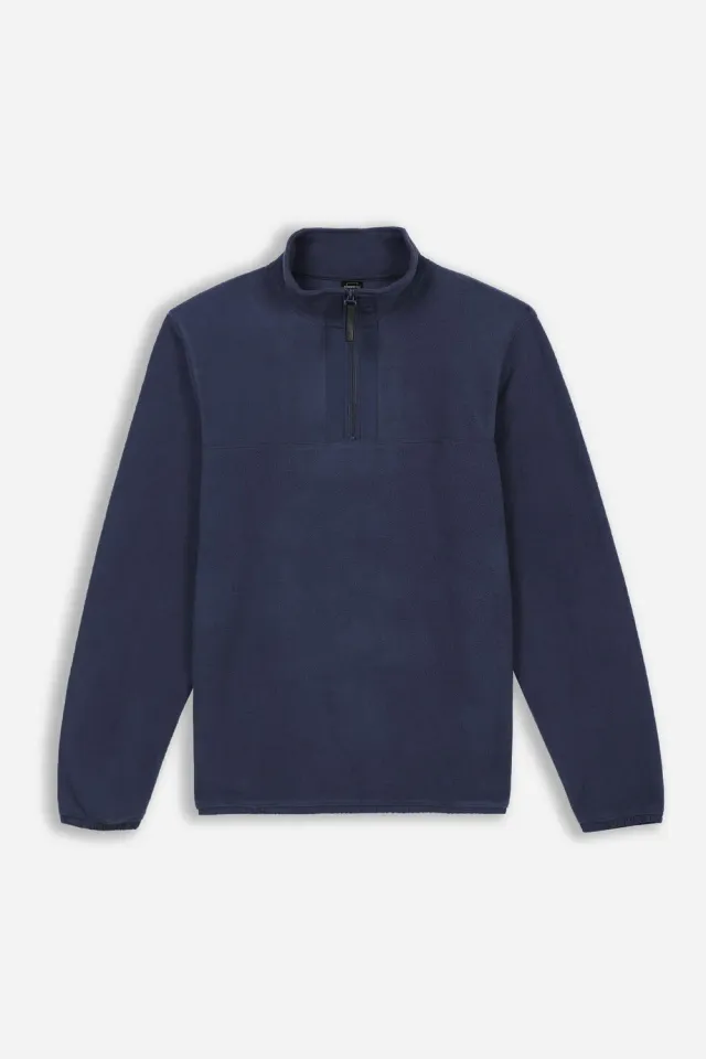 Sonny Bono Felpa Mezza Zip Pile Bleu